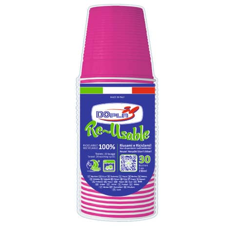 Bicchieri fucsia in polistirene conf. 30 pz Dopla …