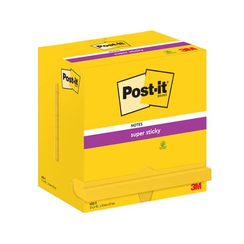 Foglietti riposizionabili Super Sticky Notes Post-it®Giallo oro 76x127 mm - 12 blocchetti da 90 ff - 655-S