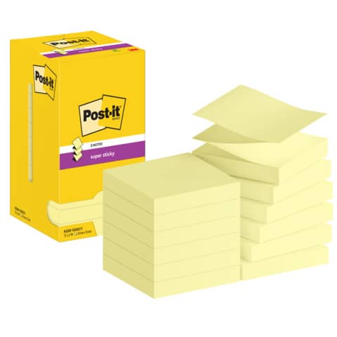 Foglietti riposizionabili Z-Notes Super Sticky Post-it® Giallo Canary 76x76 mm 12 blocchetti da 90 ff - R330-12SS-Y