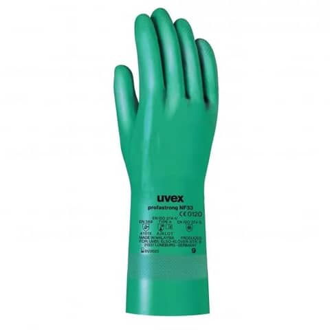 Guanti da lavoro in nitrile Uvex PROFASTRONG NF33 per industria chimica - - taglia 9 - DPI Cat. III - 6012203