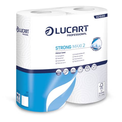 Rotolo cucina 2 veli Lucart STRONG MAXI 2 - 88 strappi per rotolo - conf. 2 rotoli - 821689