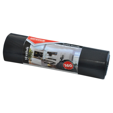 Sacchi immondizia per rifiuti inorganici Office Products 160 L 90x110 cm - 32 µm nero - rotolo da 10 pezzi - 22022242-05