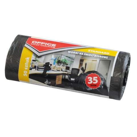 Sacchi immondizia per rifiuti inorganici Office Products 35 L 48x56 cm - 6,3 µm nero - rotolo da 50 pezzi - 22021113-05