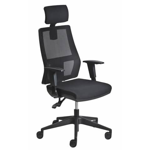 Poltrona semi-direzionale Seditaly Unica Back-system tessuto ignifugo nero …
