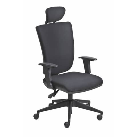 Poltrona semi-direzionale Seditaly Comfort tessuto ignifugo nero braccioli …