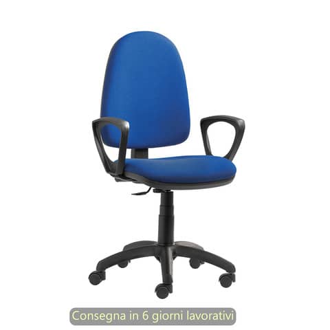 Seduta operativa Sofia CPM in tessuto acrilico Seditaly con braccioli fissi blu - SFGAC00B3C006