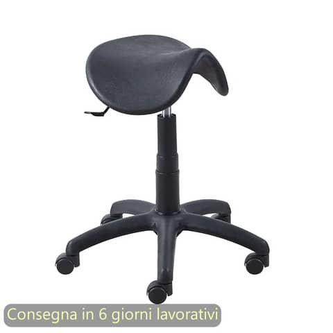 Sgabello tecnico a sella Mount 50 in PU integrale e lavabile nero Seditaly medio MTG2F6PL0PU01