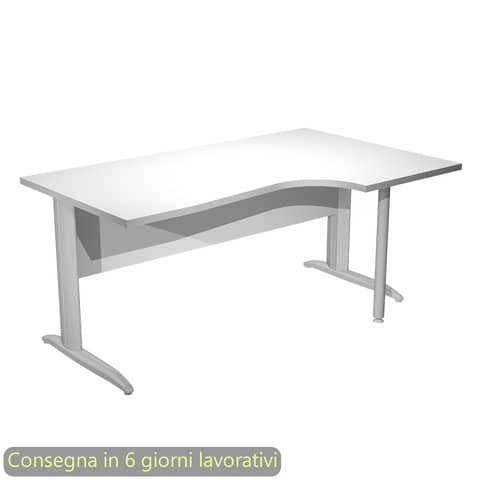 Scrivania penisola destra piano bianco 160x60/80/100xH.72 cm gamba …