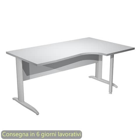Scrivania penisola destra piano grigio 160x60/80/100xH.72 cm gamba …
