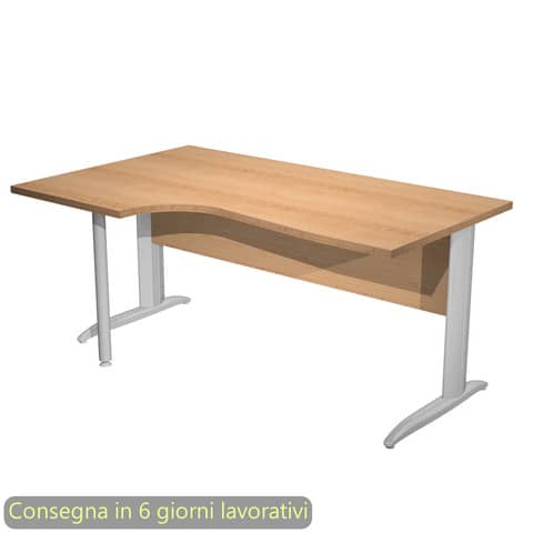 Scrivania penisola sinistra piano faggio 160x60/80/100xH.72 gamba a …