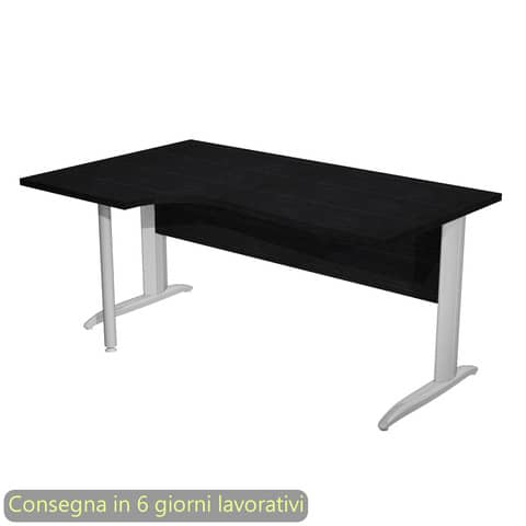 Scrivania penisola sinistra nero venato frassino 160x60/80/100xH.72 gamba …