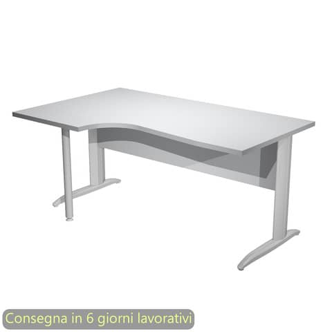 Scrivania penisola sinistra piano grigio 160x60/80/100xH.72 gamba a …