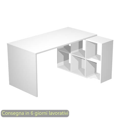 Scrivania su mobile contenitore 6 caselle piano bianco 140x104,1xH.72,4 cm Artexport - 2767+6MaxC/3