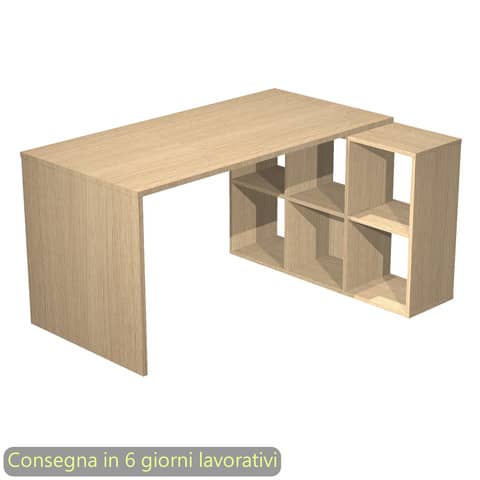 Scrivania su mobile contenitore 6 caselle piano rovere 140x104,1xH.72,4 cm Artexport - 2767+6MaxC/C
