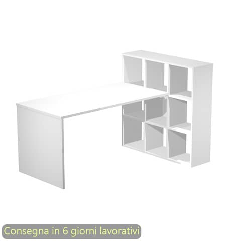 Scrivania su mobile contenitore 9 caselle piano bianco …