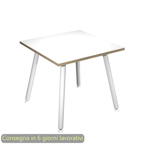 Scrivania piano bianco 80x80xH.74,4 cm gamba metallo tubolare …