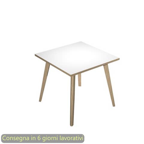 Scrivania piano bianco 80x80xH.74,4 cm gamba rastremata in …
