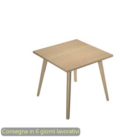 Scrivania piano rovere 80x80xH.74,4 cm gamba rastremata in …