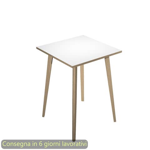 Tavolo alto Woody 80x80xH.105 cm con gambe rovere …