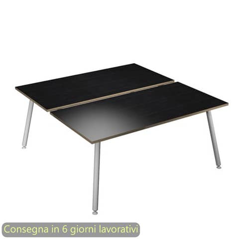 Scrivania bench nero venato frassino 160x166xH.74,4 cm gamba …