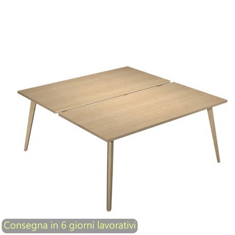 Scrivania bench doppia piano rovere 160x166xH.74,4 cm gamba …