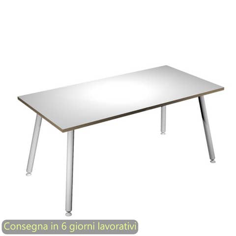 Scrivania piano bianco160x80xH.74,4 cm gamba metallo tubolare bianca …