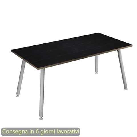 Scrivania piano nero venato frassino 160x80xH.74,4 cm gamba …