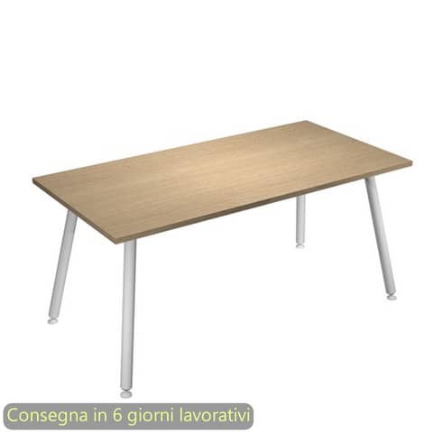 Scrivania piano rovere 160x80xH.74,4 cm gamba metallo tubolare …