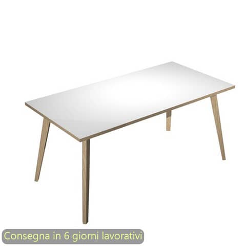 Scrivania piano bianco 160x80xH.74,4 cm gamba rastremata in …