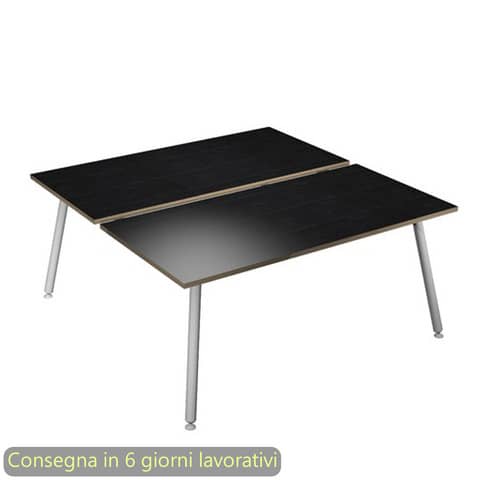 Scrivania bench nero venato frassino 120x166xH.74,4 cm gamba …