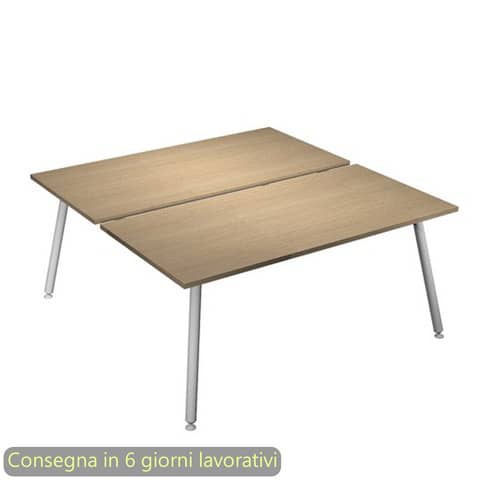 Scrivania bench doppia piano rovere 120x166xH.74,4 cm gamba …