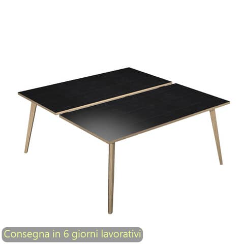 Scrivania bench nero venato frassino 120x80xH.74,4 cm gamba rastremata in legno rovere Woody - 6404B-DKA-8C-AQ