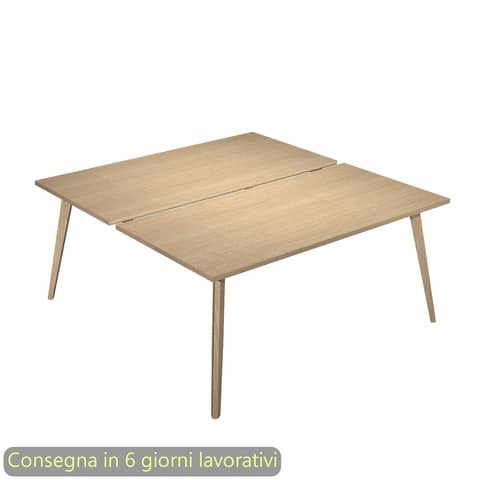 Scrivania bench doppia piano rovere 120x80xH.74,4 cm gamba …
