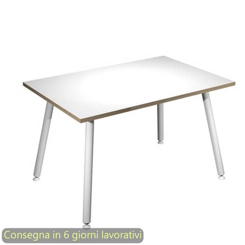 Scrivania piano bianco120x80xH.74,4 cm gamba metallo tubolare bianca …