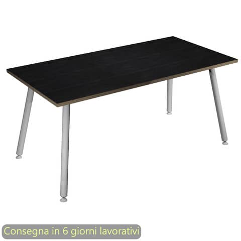 Scrivania piano nero venato frassino 120x80xH.74,4 cm gamba …