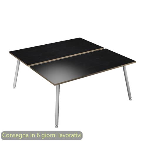 Scrivania bench nero venato frassino 180x166xH.74,4 cm gamba …