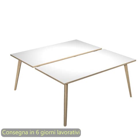 Scrivania bench doppia piano bianco 180x80xH.74,4 cm gamba …