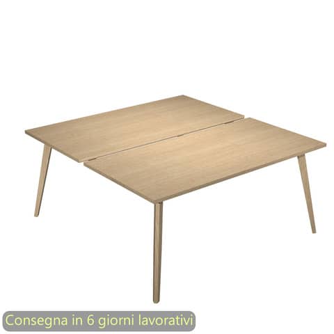 Scrivania bench doppia piano rovere 180x80xH.74,4 cm gamba …