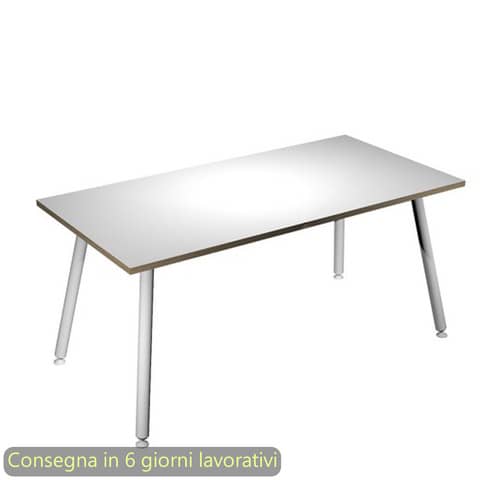 Scrivania piano bianco180x80xH.74,4 cm gamba metallo tubolare bianca …