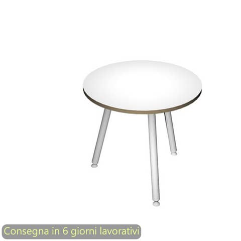Tavolo riunione rotondo Skinny Metal ø80xH.74,4 cm con 3 gambe met. bianche Artexport piano bianco - 6408-DJA-3C-AN