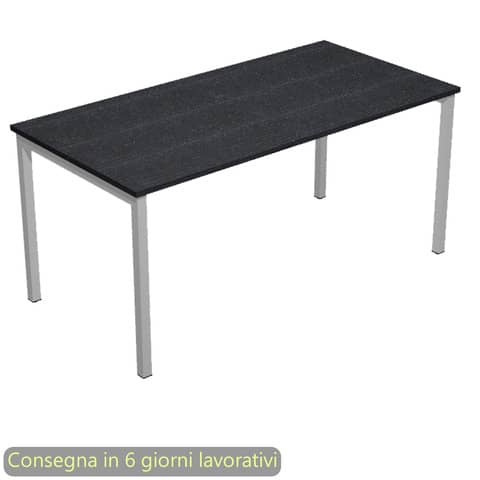 Scrivania piano nero venato frassino 120x80xH.72,5 cm gamba …