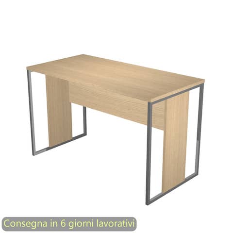 Scrivania piano rovere 120x60xH.74,4 cm gamba a pannello …