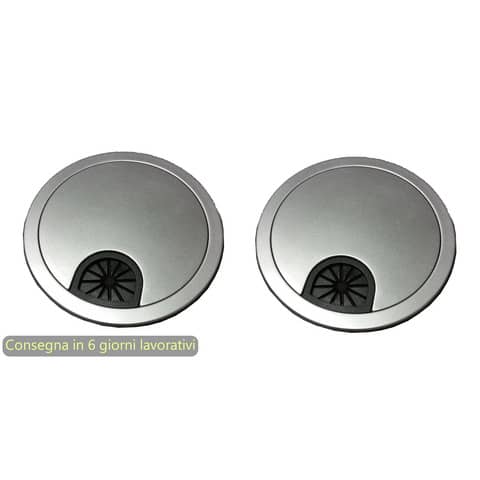 Coppia anelli passacavi per scrivania diametro 60 mm Blade Artexport grigio alluminio - PAS2-60