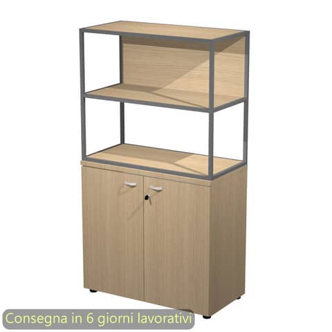 Armadio basso rovere ante rovere con libreria metallica …