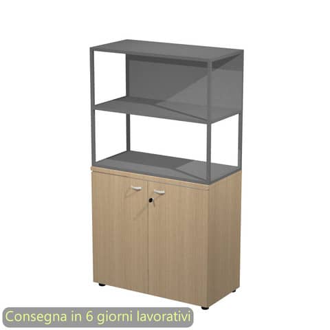Armadio basso rovere ante rovere con libreria metallica …