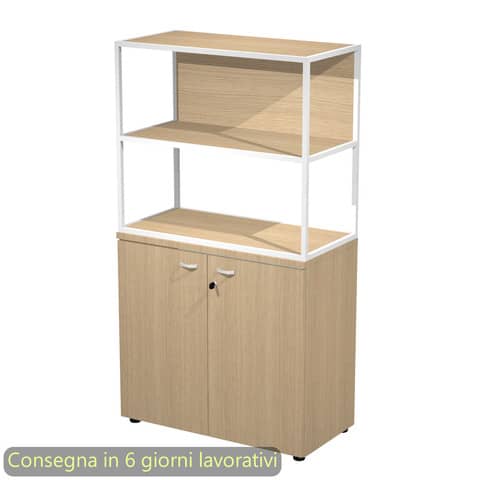 Armadio basso rovere ante rovere con libreria metallica …