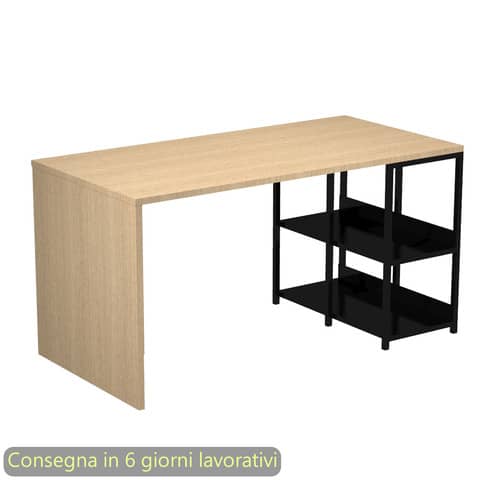 Scrivania compatta su libreria in metallo nero 140x69xH.72,4 …