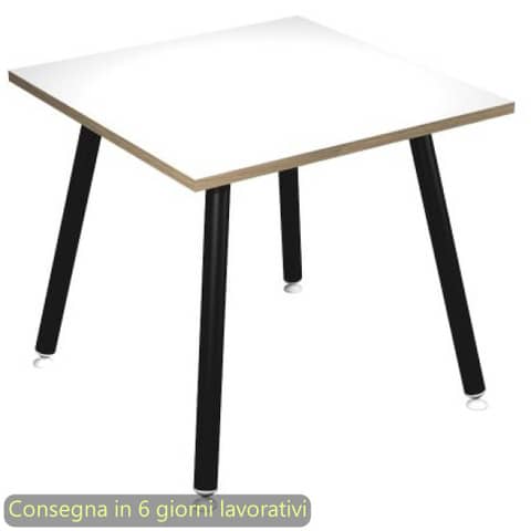 Scrivania piano bianco 80x80xH.74,4 cm gamba metallo tubolare …