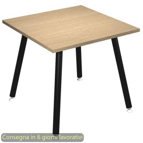 Scrivania piano rovere 80x80xH.74,4 cm gamba metallo tubolare …