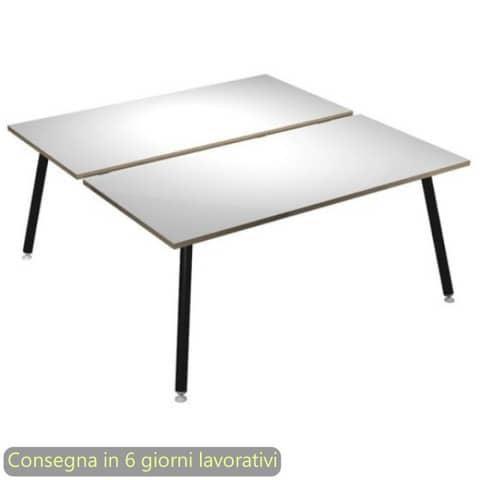 Scrivania bench doppia piano bianco 120x166xH.74,4 cm gamba …